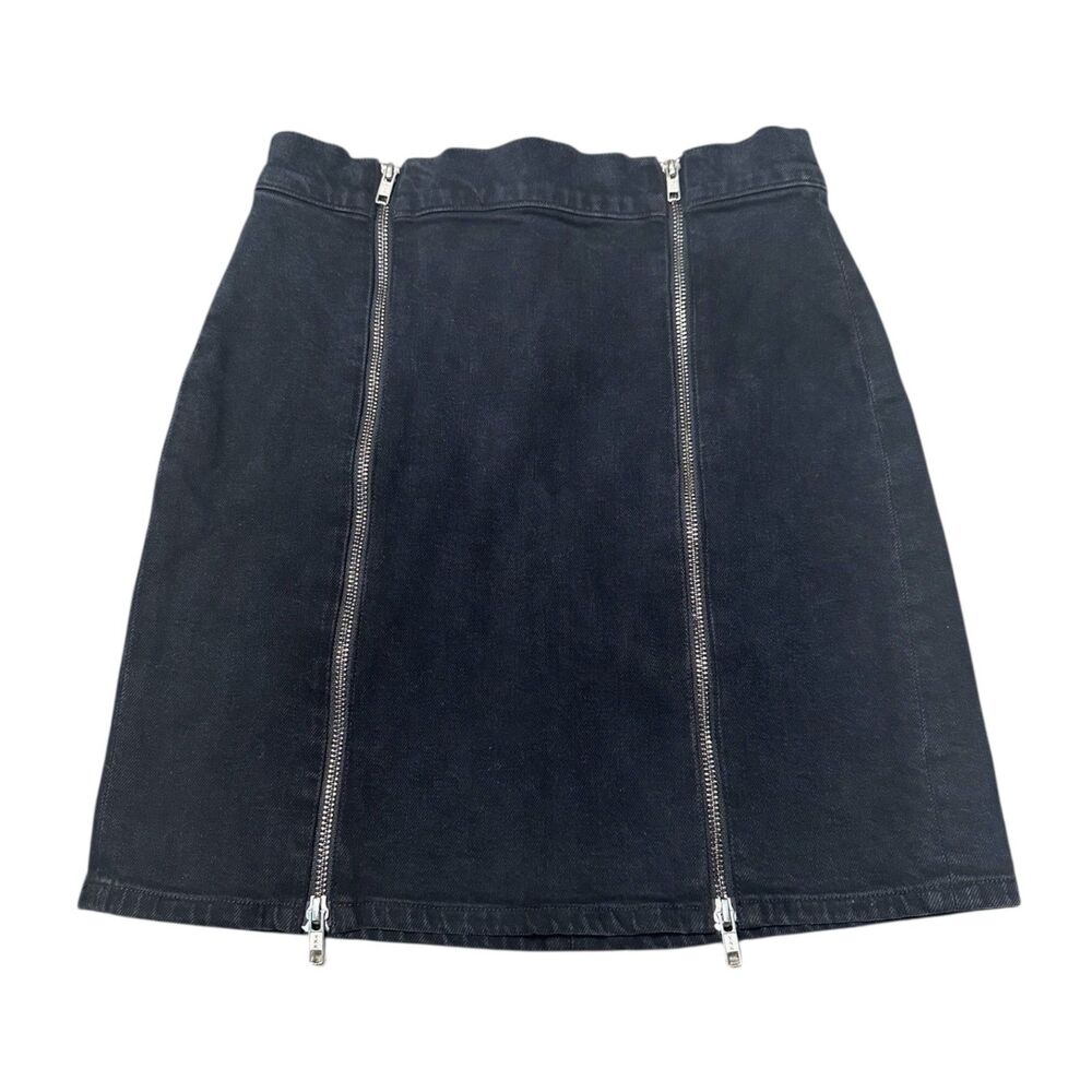 AGOLDE Black Denim Pamela Double Zip Mini Skirt, Sz 27